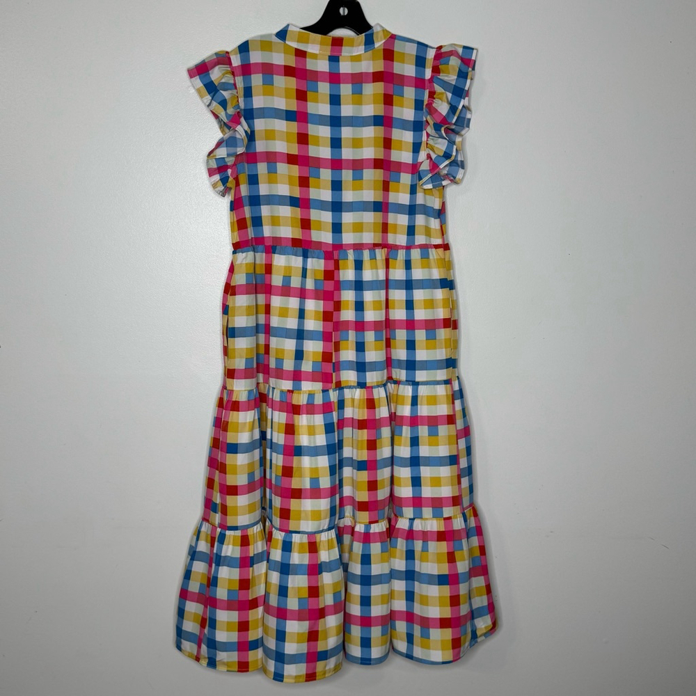 Entro Just A Dream Pink Gingham Midi Dress Size M - Picture 6 of 8